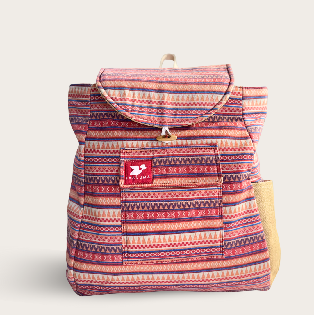 Taaluma Totes backpack Multicolor Plaid Cotton Backpack - NWOT Vietnam Backpack Tote – TAALUMA main image 2