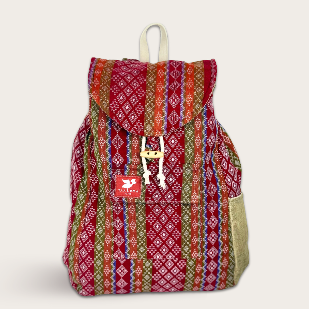 Taaluma Totes backpack Multicolor Plaid Cotton Backpack - NWOT All – TAALUMA main image 3